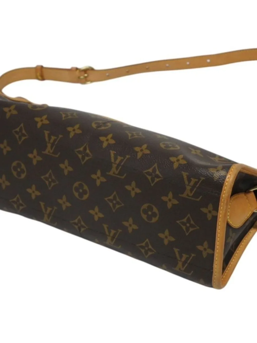 Louis Vuitton Popincourt Long Shoulder Bag Vachetta Leather Gold Brown